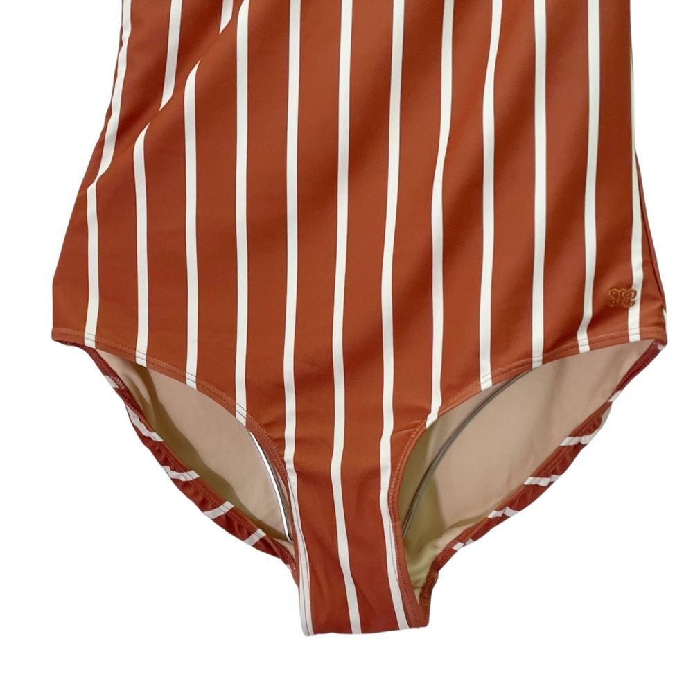 Albion Icon Wave Swimsuit One Shoulder Sydney Stripe Rust One Piece Size Large - Picture 8 of 16